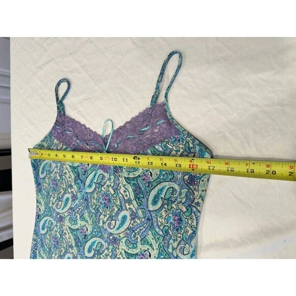 Secret Treasure Sleepwear Slip Dress Womens Size Medium M Floral blue lace prett - Picture 6 of 10